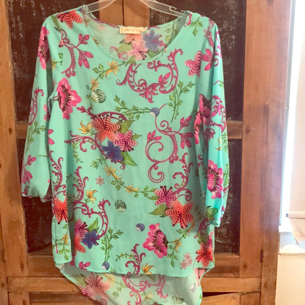 Floral Three Quarter Length Arm Blouse